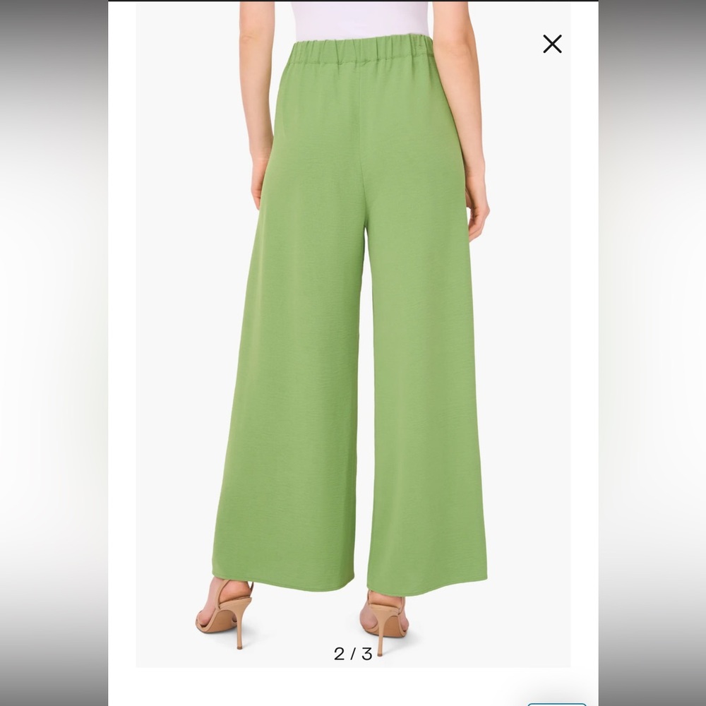 CeCe Light Green Wide-Leg Pants - Picture 2 of 11